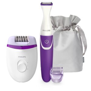 Philips Satinelle Essential Epilator with Bikini Trimmer – Corded Hair Removal Kit
