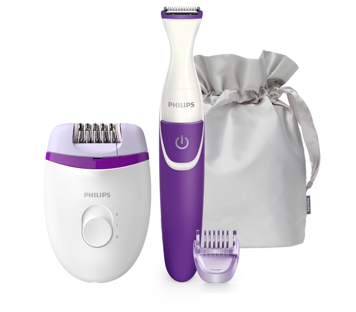 Philips Satinelle Essential Epilator with Bikini Trimmer – Corded Hair Removal Kit