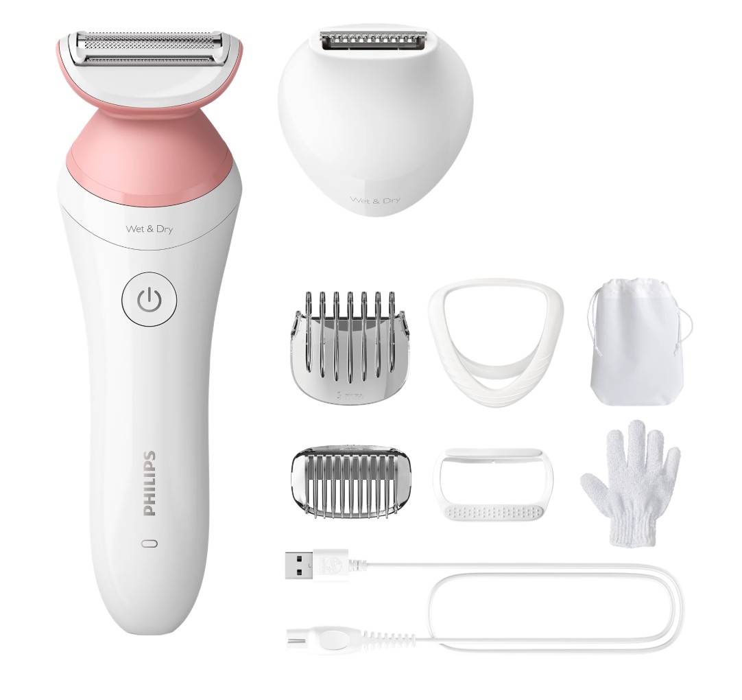 Philips Lady Shaver Series 6000 – Cordless Wet & Dry Body Shaver with Accessories